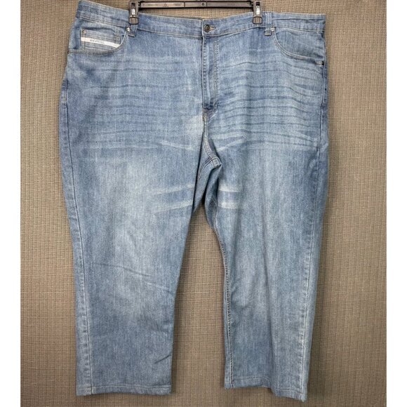 Ecko Unltd. Mens Size 48 Blue Athletic Straight Fit Distressed Denim Jeans - Picture 1 of 10